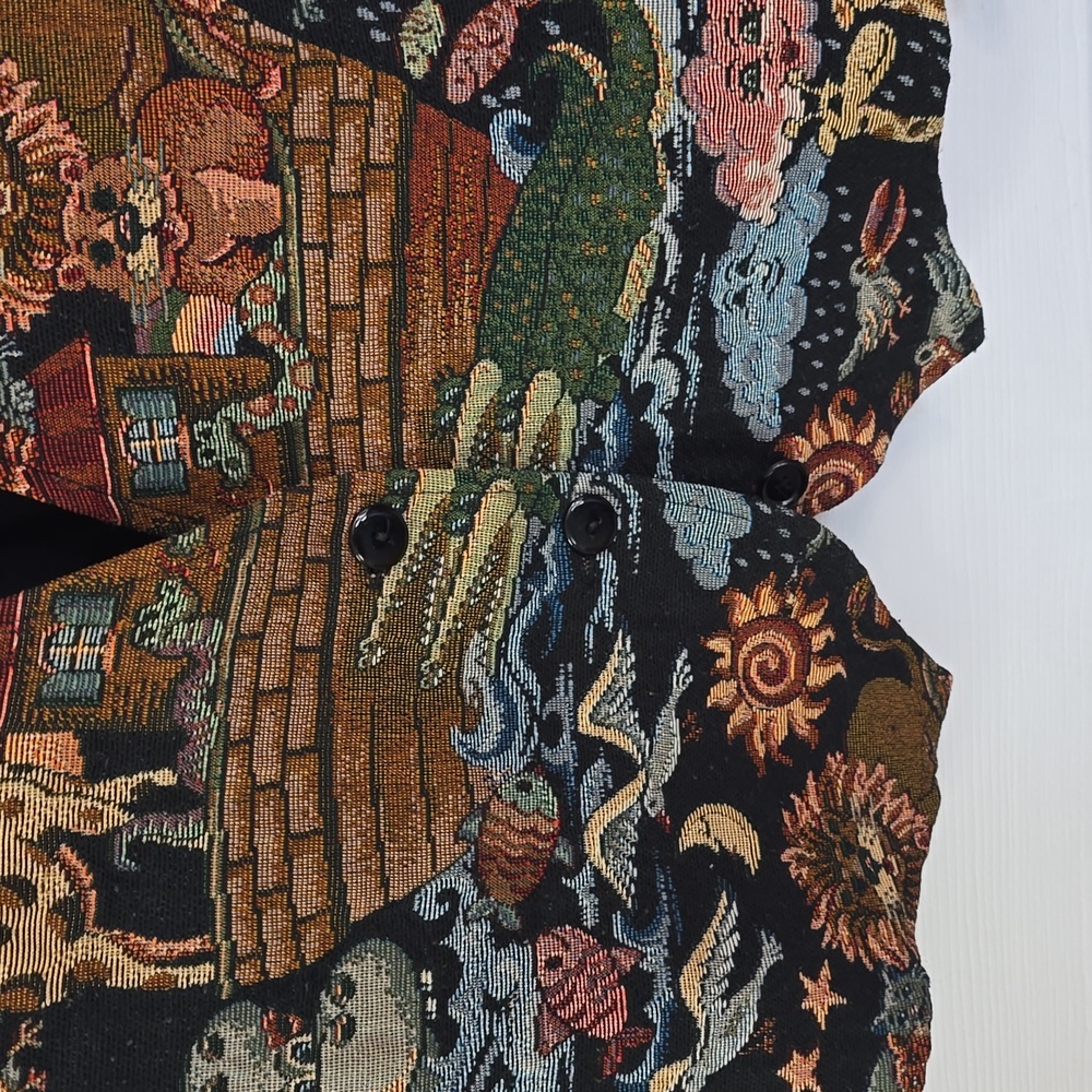 Vintage Facets By Mirrors Noah's Ark Tapestry Vest Multi Color Size Medium - Picture 5 of 14